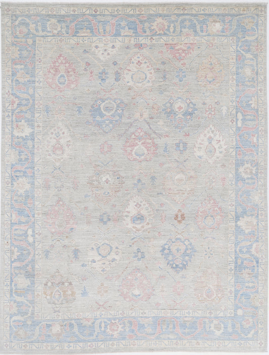 New Traditional Oushak Hand Knotted Wool Rug - 9'2" x 11'11" 9' 2" x 11' 11" (279 x 363) / Green / Wool