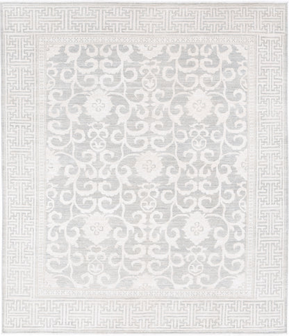 New Traditional Oushak Hand Knotted Wool Rug - 8'2" x 9'9" 8' 2" x 9' 9" (249 x 297) / Brown / Wool