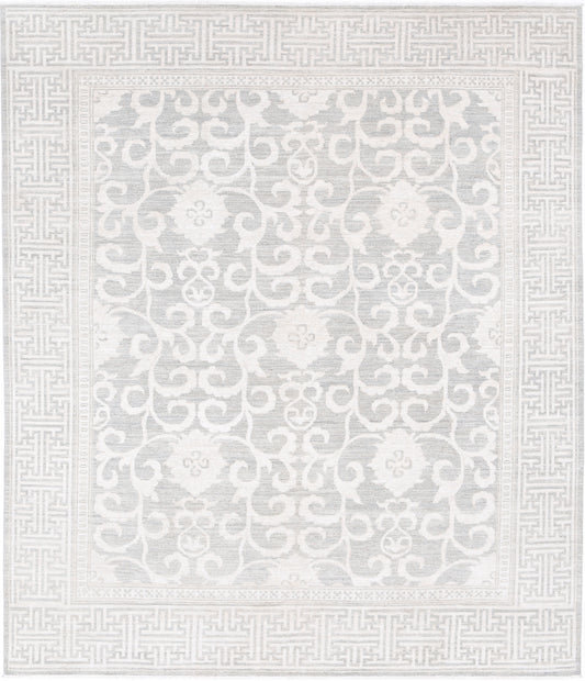 New Traditional Oushak Hand Knotted Wool Rug - 8'2" x 9'9" 8' 2" x 9' 9" (249 x 297) / Brown / Wool