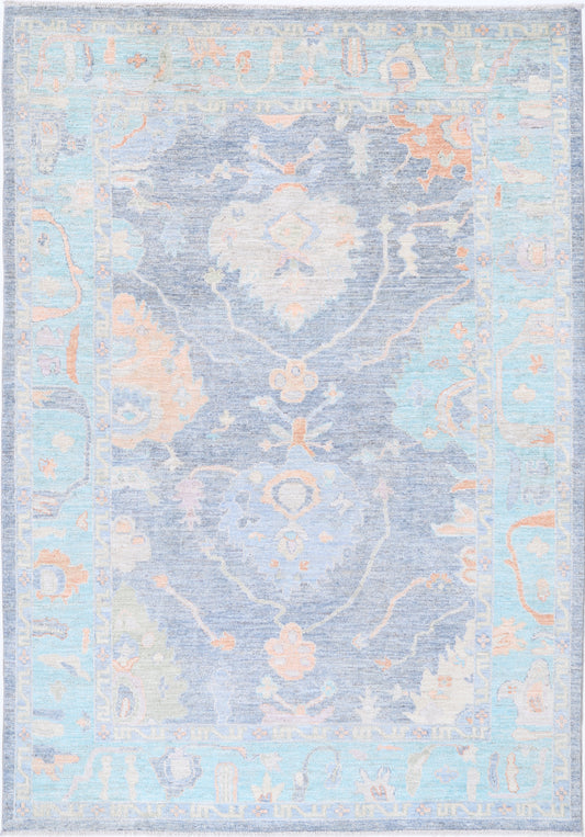 New Traditional Oushak Hand Knotted Wool Rug - 6'1" x 8'10" 6' 1" x 8' 10" (185 x 269) / Grey / Wool