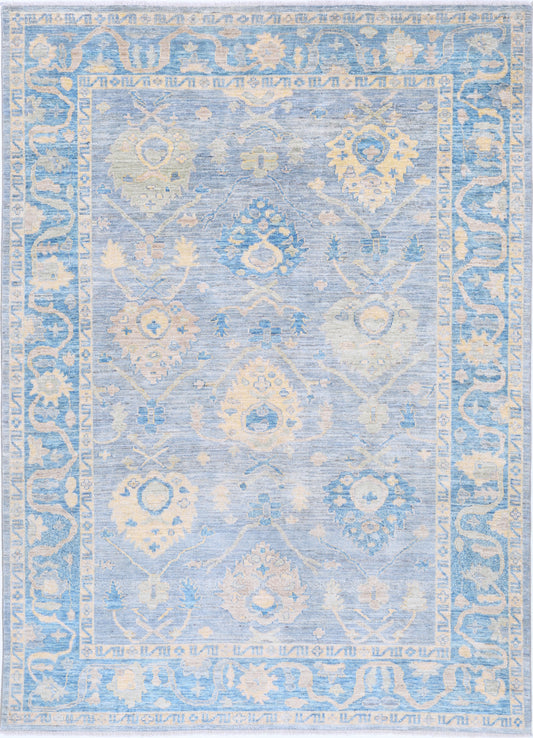 New Traditional Oushak Hand Knotted Wool Rug - 6'7" x 9'2" 6' 7" x 9' 2" (201 x 279) / Grey / Wool