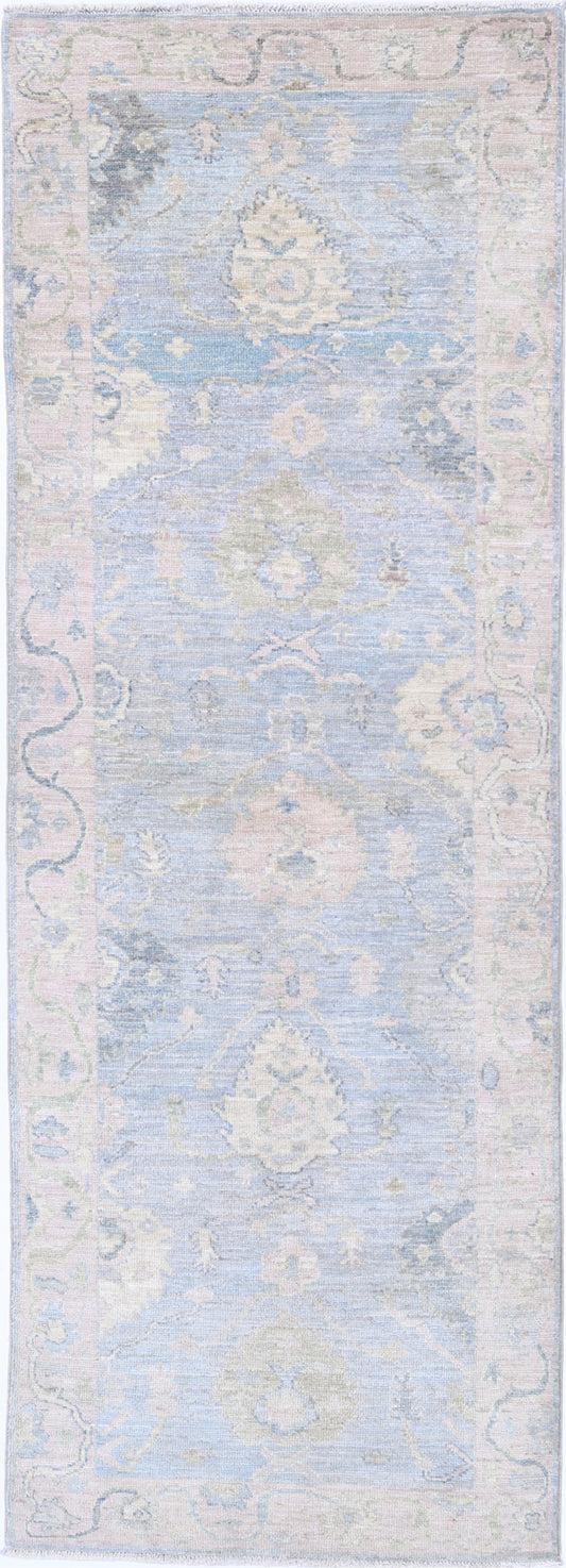 New Traditional Oushak Hand Knotted Wool Rug - 3'1" x 9'4" 3' 1" x 9' 4" (94 x 284) / Grey / Wool