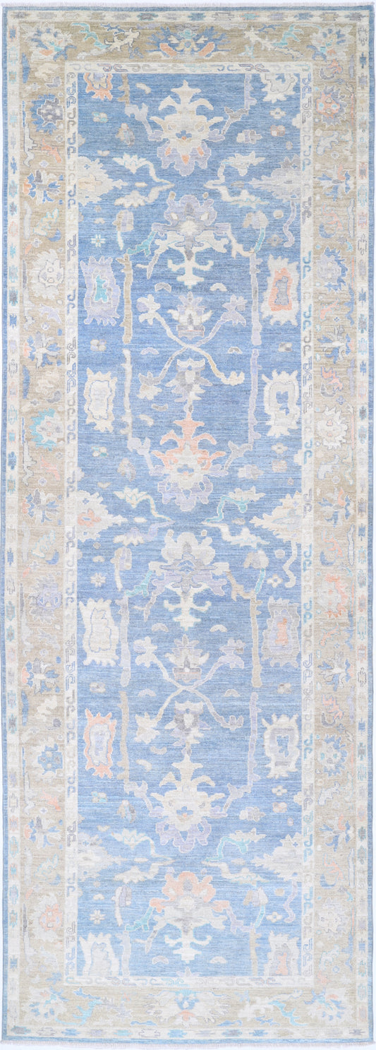 New Traditional Oushak Hand Knotted Wool Rug - 5'2" x 16'1" 5' 2" x 16' 1" (157 x 490) / Blue / Wool