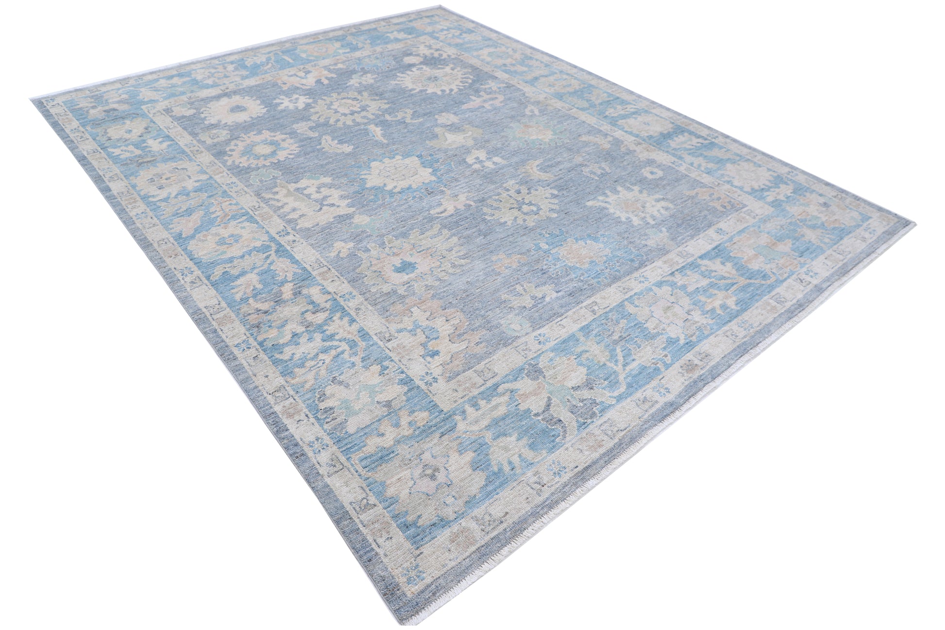 New Traditional Oushak Hand Knotted Wool Rug - 7'11" x 10'0" 7' 11" x 10' 0" (241 x 305) / Grey / Wool