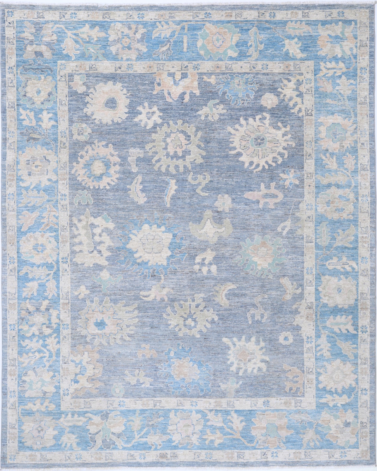 New Traditional Oushak Hand Knotted Wool Rug - 7'11" x 10'0" 7' 11" x 10' 0" (241 x 305) / Grey / Wool