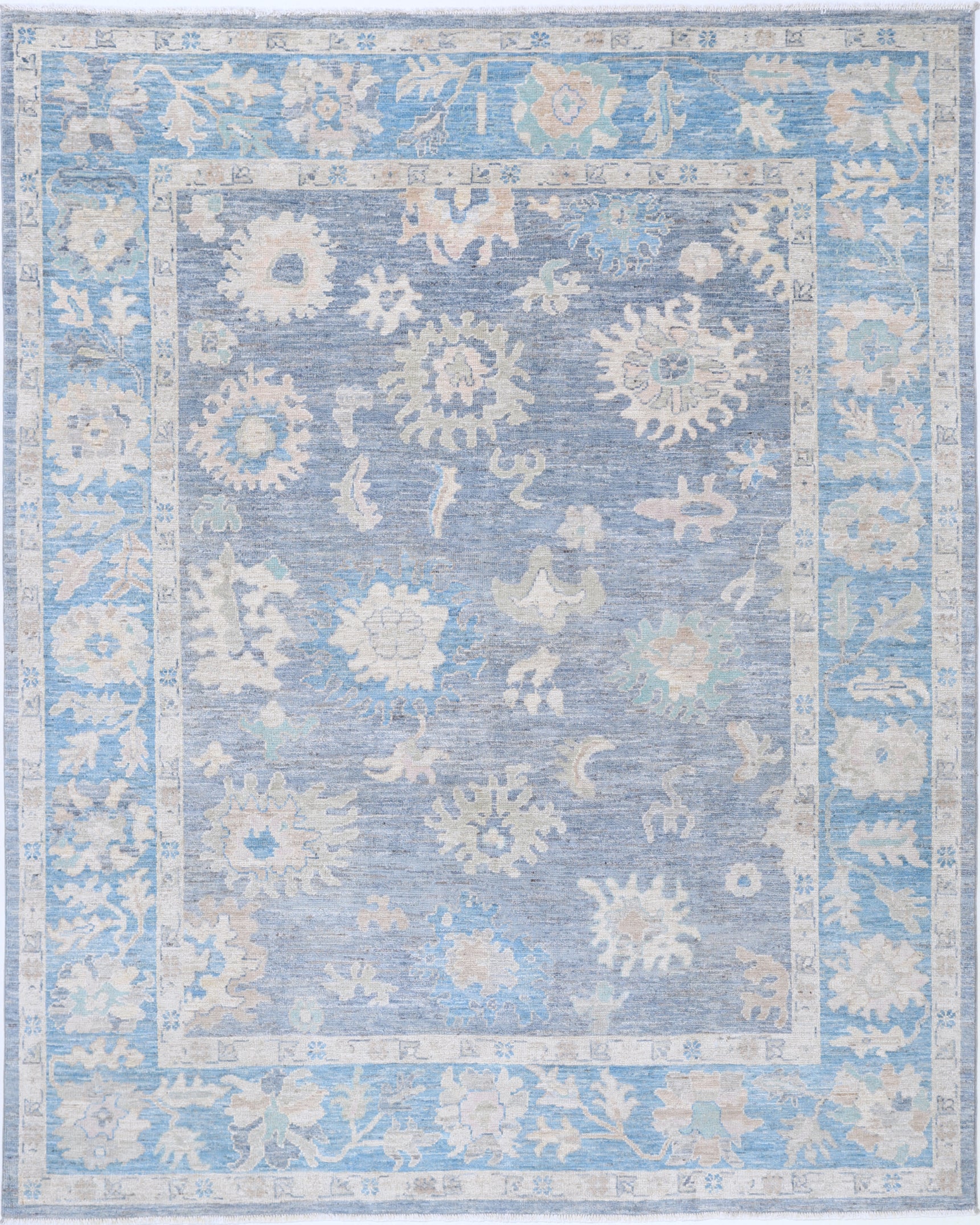 New Traditional Oushak Hand Knotted Wool Rug - 7'11" x 10'0" 7' 11" x 10' 0" (241 x 305) / Grey / Wool