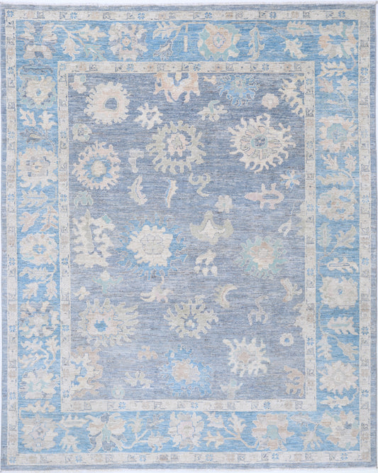 New Traditional Oushak Hand Knotted Wool Rug - 7'11" x 10'0" 7' 11" x 10' 0" (241 x 305) / Grey / Wool