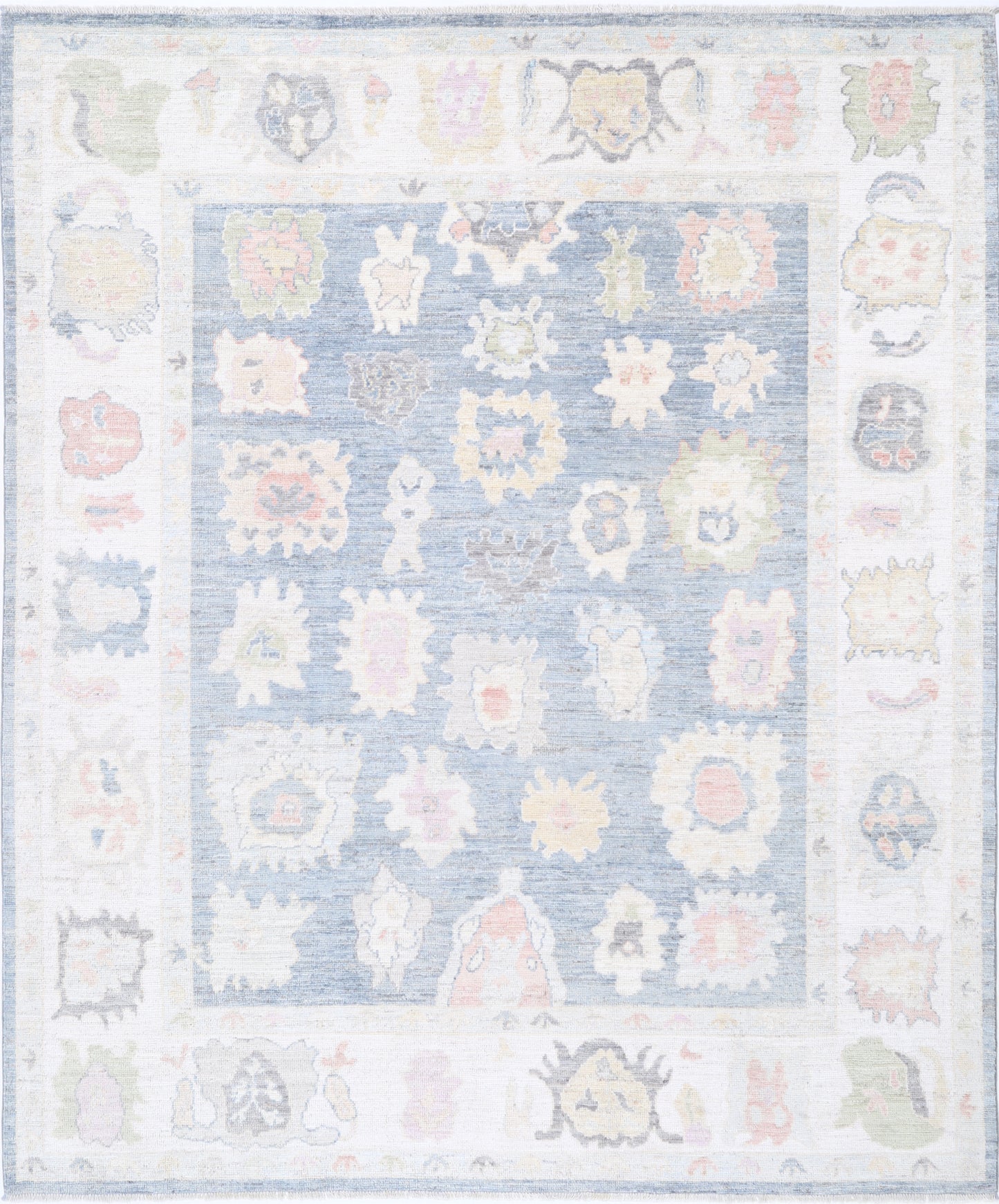 New Traditional Oushak Hand Knotted Wool Rug - 8'4" x 9'11" 8' 4" x 9' 11" (254 x 302) / Grey / Wool