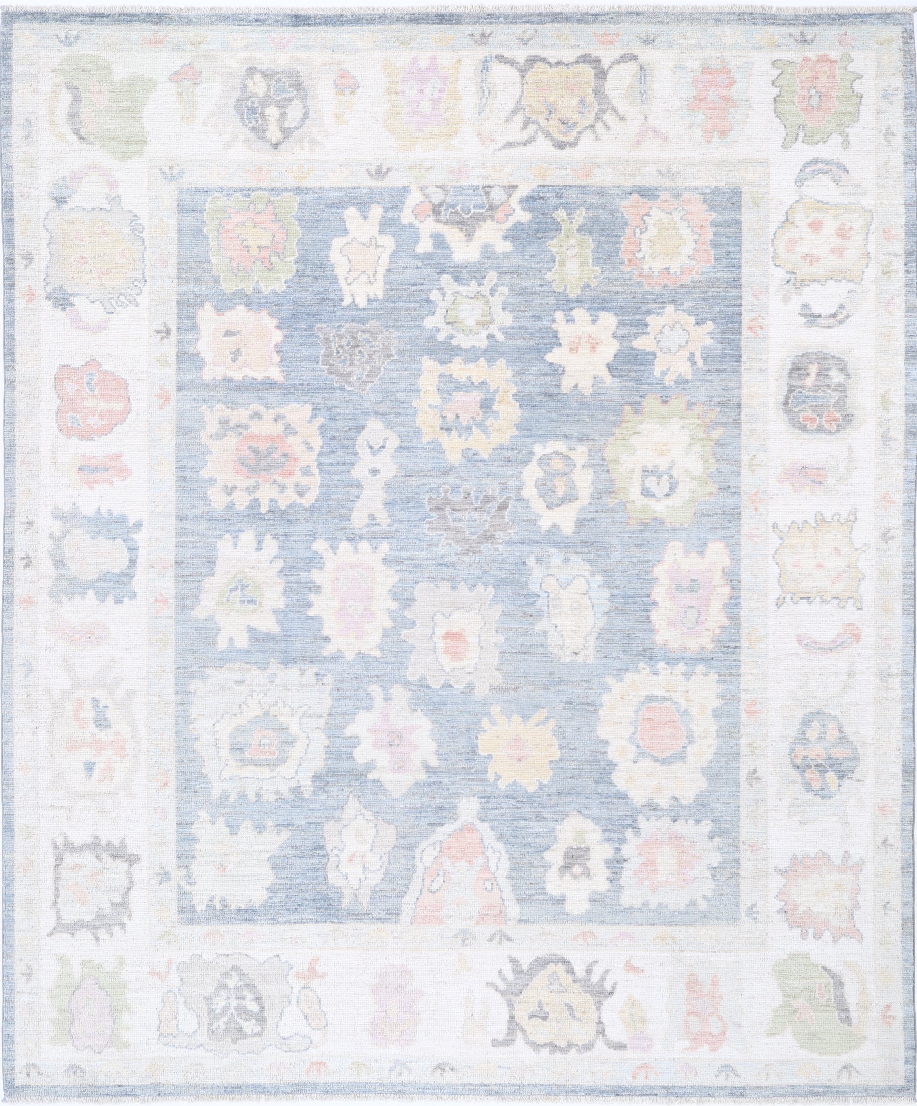 New Traditional Oushak Hand Knotted Wool Rug - 8'4" x 9'11" 8' 4" x 9' 11" (254 x 302) / Grey / Wool