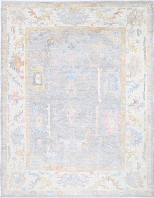 New Traditional Oushak Hand Knotted Wool Rug - 9'5" x 12'2" 9' 5" x 12' 2" (287 x 371) / Grey / Wool