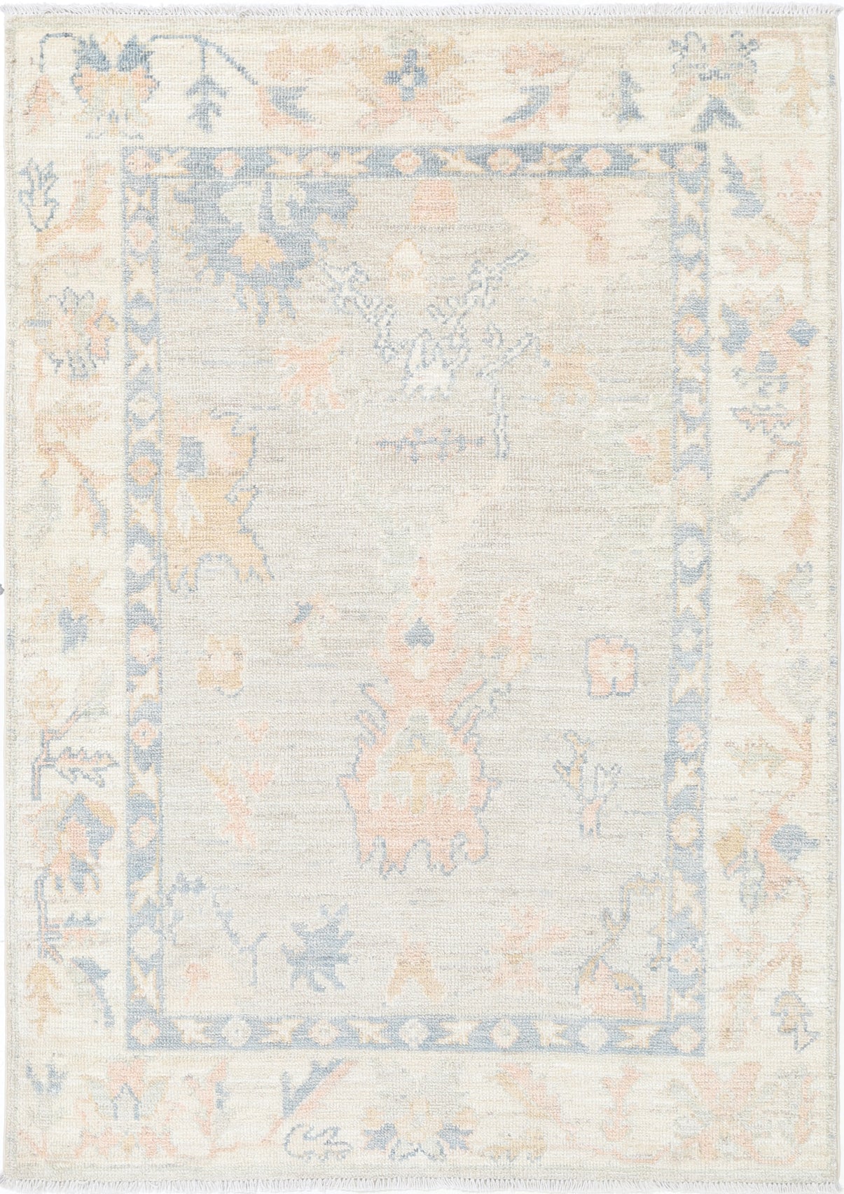 New Traditional Oushak Hand Knotted Wool Rug - 4'1" x 5'8" 4' 1" x 5' 8" (124 x 173) / Grey / Wool