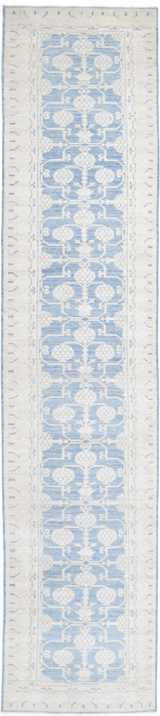 New Traditional Serenity Hand Knotted Wool Rug - 3'0'' x 17'4'' 3' 0" x 17' 4" (91 x 528) / Blue / Wool