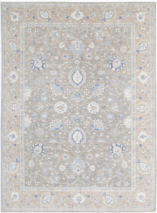 New Traditional Serenity Hand Knotted Wool Rug - 8'9'' x 11'11'' 8' 9" x 11' 11" (267 x 363) / Grey / Wool