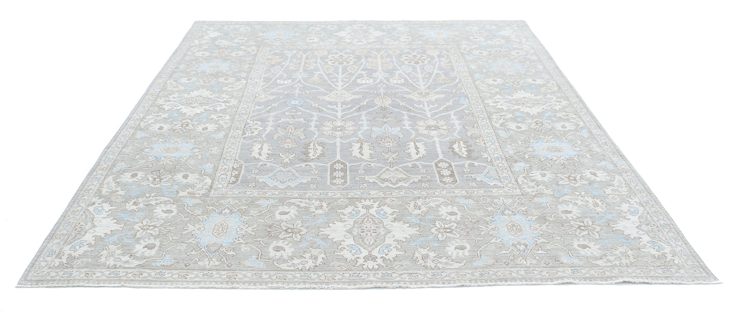 New Traditional Serenity Hand Knotted Wool Rug - 7'11'' x 9'9'' 7' 11" x 9' 9" (241 x 297) / Grey / Wool