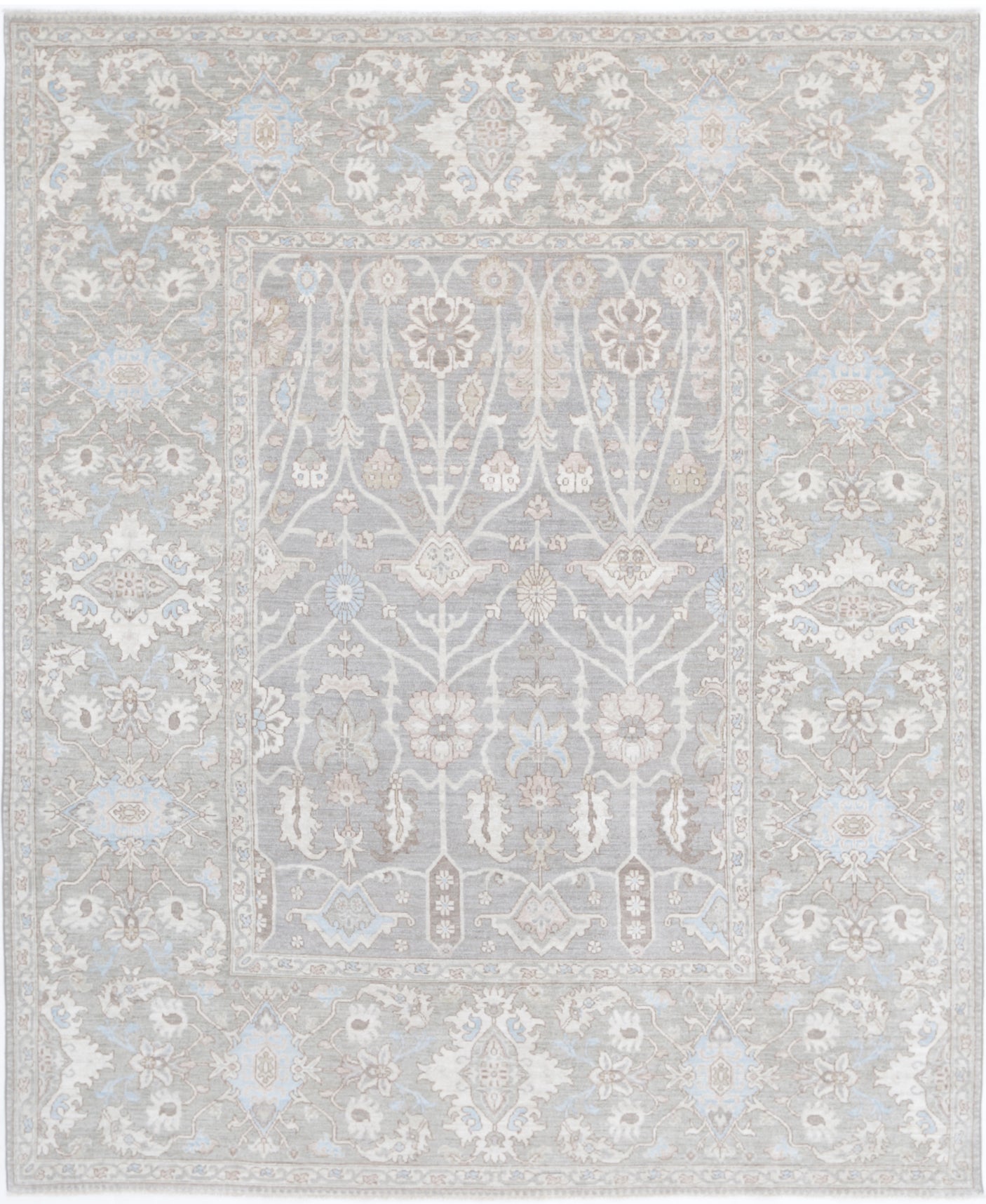 New Traditional Serenity Hand Knotted Wool Rug - 7'11'' x 9'9'' 7' 11" x 9' 9" (241 x 297) / Grey / Wool