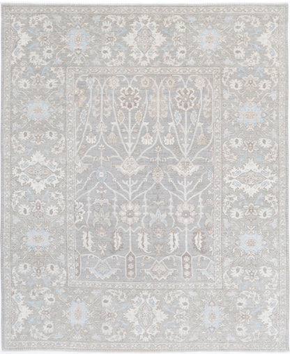 New Traditional Serenity Hand Knotted Wool Rug - 7'11'' x 9'9'' 7' 11" x 9' 9" (241 x 297) / Grey / Wool