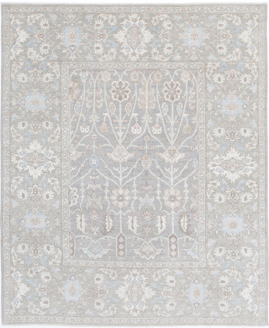 New Traditional Serenity Hand Knotted Wool Rug - 7'11'' x 9'9'' 7' 11" x 9' 9" (241 x 297) / Grey / Wool