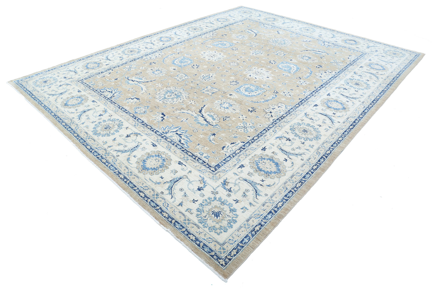 New Traditional Serenity Hand Knotted Wool Rug - 9'2'' x 11'8'' 9' 2" x 11' 8" (279 x 356) / Taupe / Wool