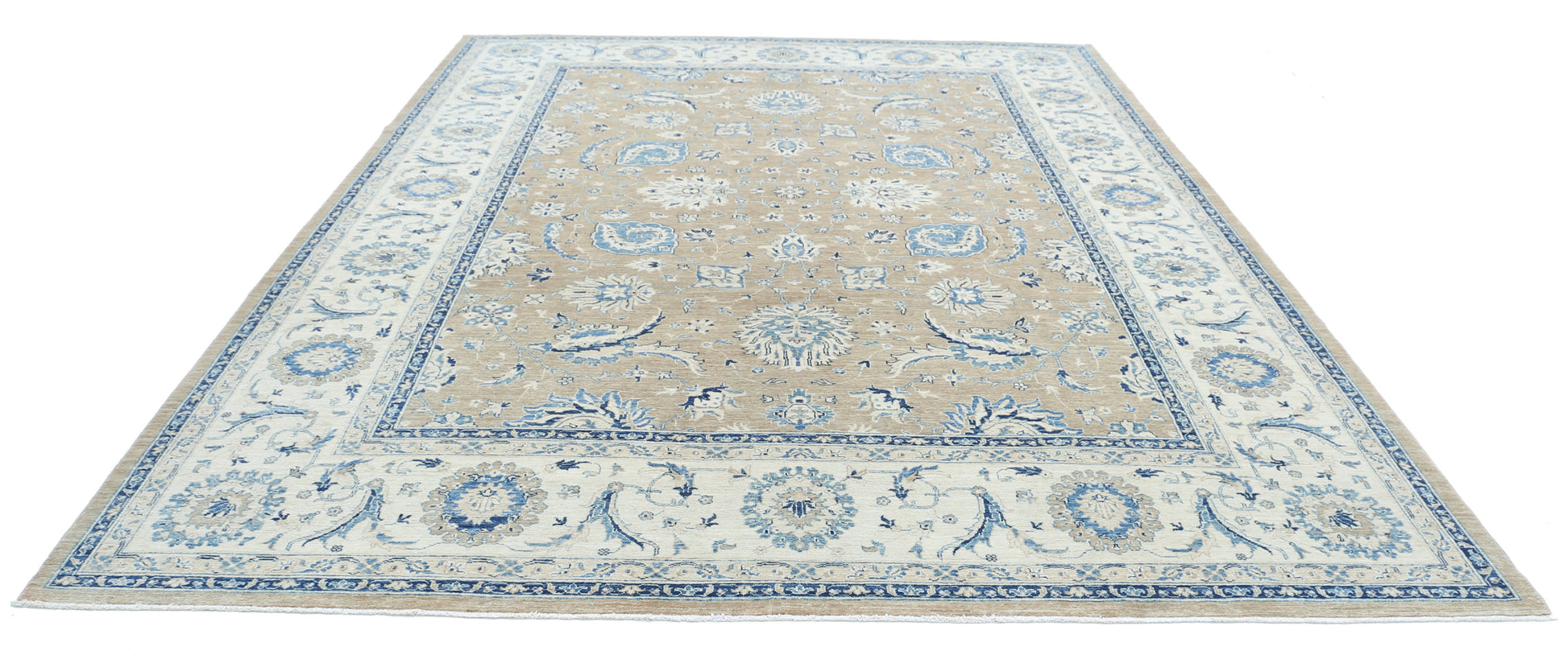 New Traditional Serenity Hand Knotted Wool Rug - 9'2'' x 11'8'' 9' 2" x 11' 8" (279 x 356) / Taupe / Wool