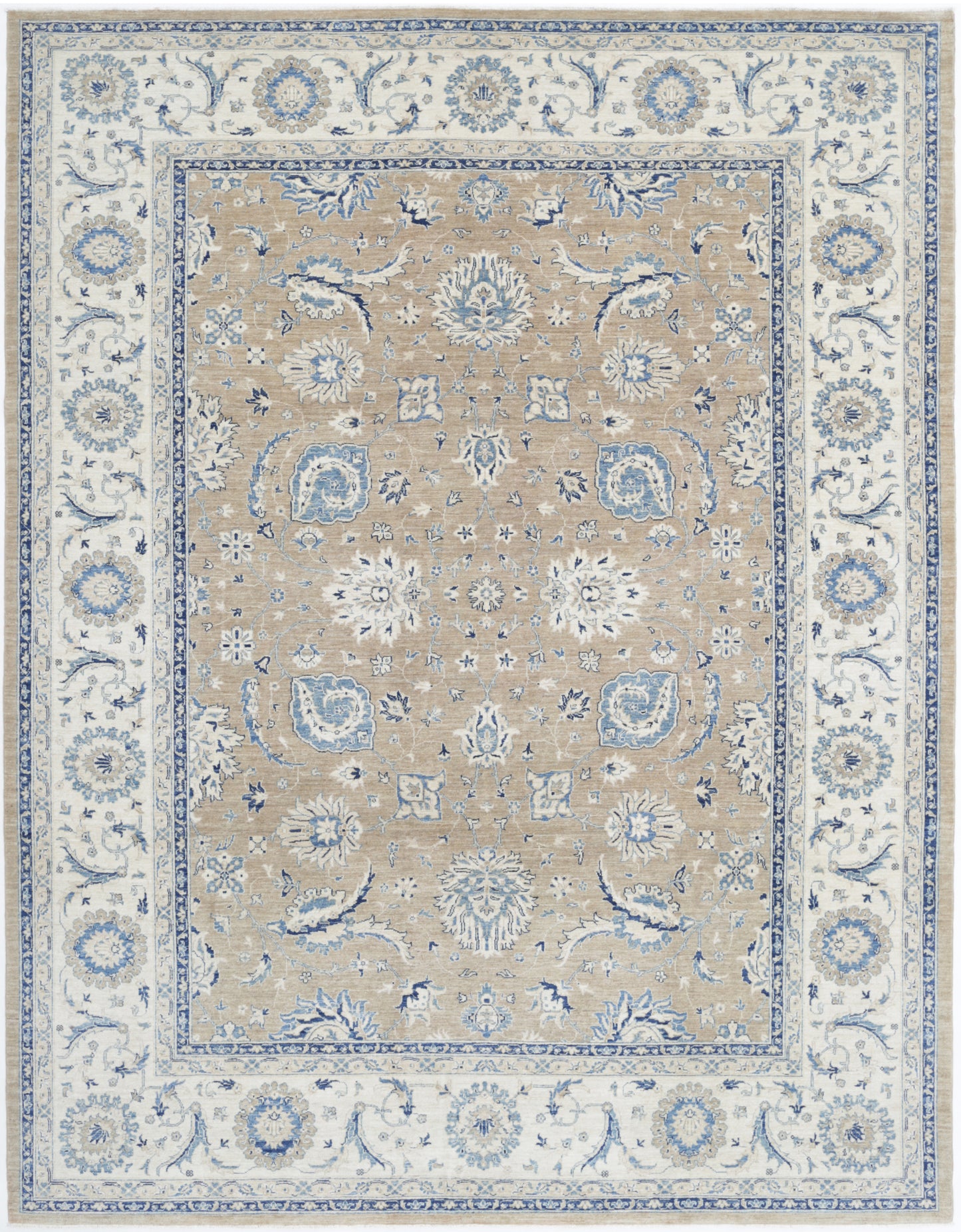 New Traditional Serenity Hand Knotted Wool Rug - 9'2'' x 11'8'' 9' 2" x 11' 8" (279 x 356) / Taupe / Wool