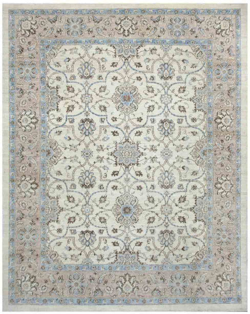 New Traditional Serenity Hand Knotted Wool Rug - 7'10'' x 10'0'' 7' 10" x 10' 0" (239 x 305) / Ivory / Wool