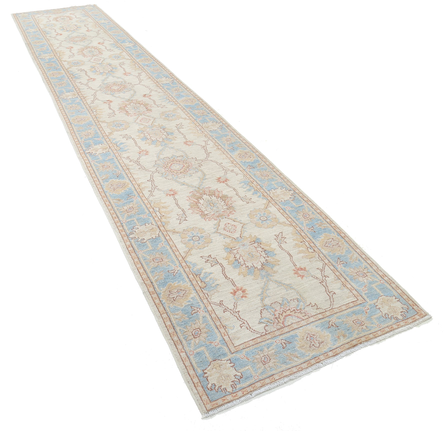 New Traditional Serenity Hand Knotted Wool Rug - 3'1'' x 15'9'' 3' 1" x 15' 9" (94 x 480) / Ivory / Wool