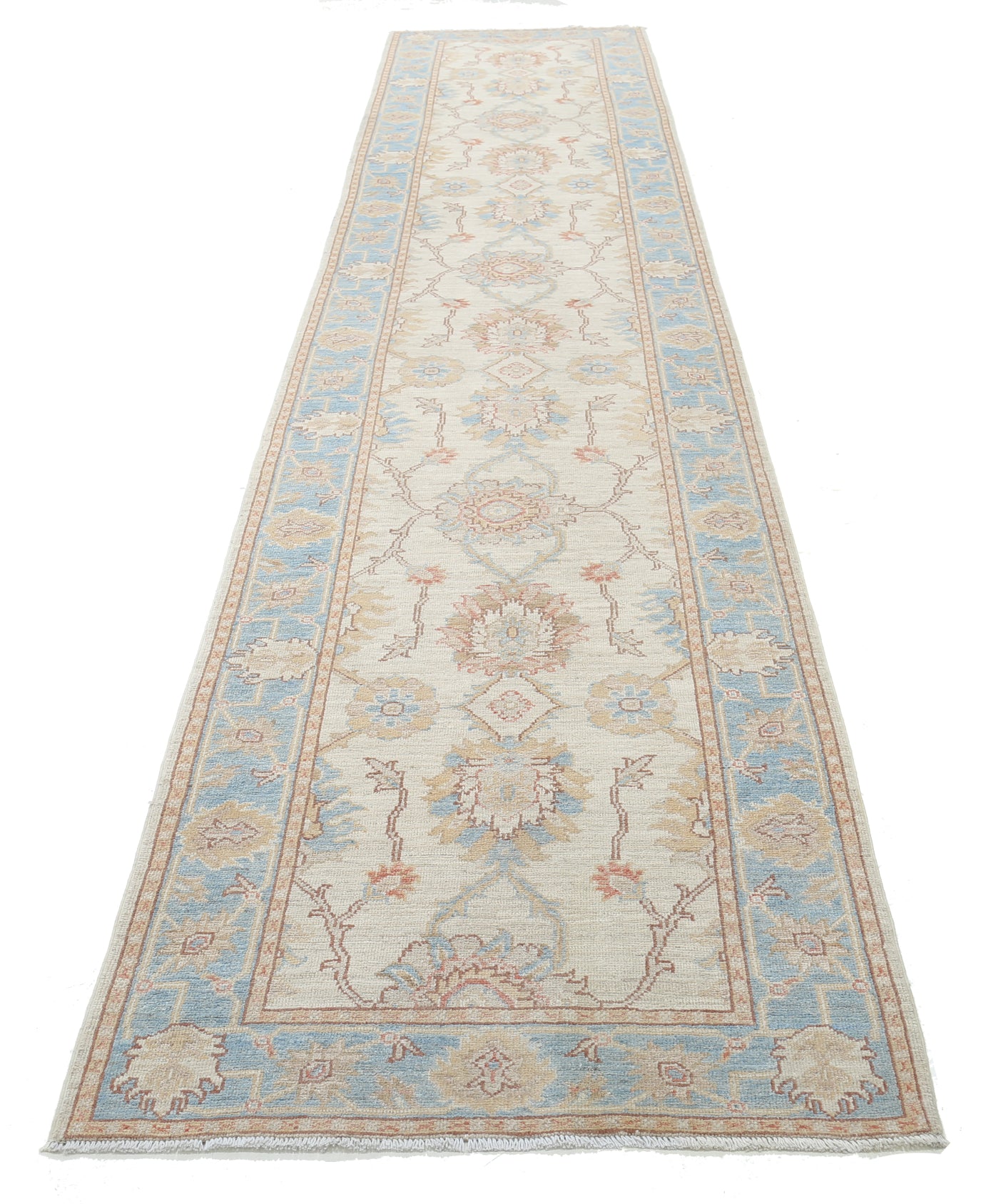 New Traditional Serenity Hand Knotted Wool Rug - 3'1'' x 15'9'' 3' 1" x 15' 9" (94 x 480) / Ivory / Wool