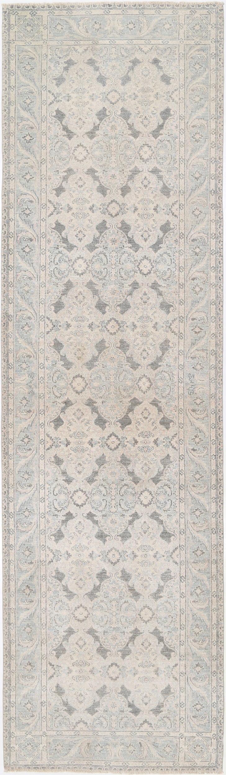 New Traditional Serenity Hand Knotted Wool Rug - 3'10'' x 13'7'' 3' 10" x 13' 7" (117 x 414) / Grey / Wool