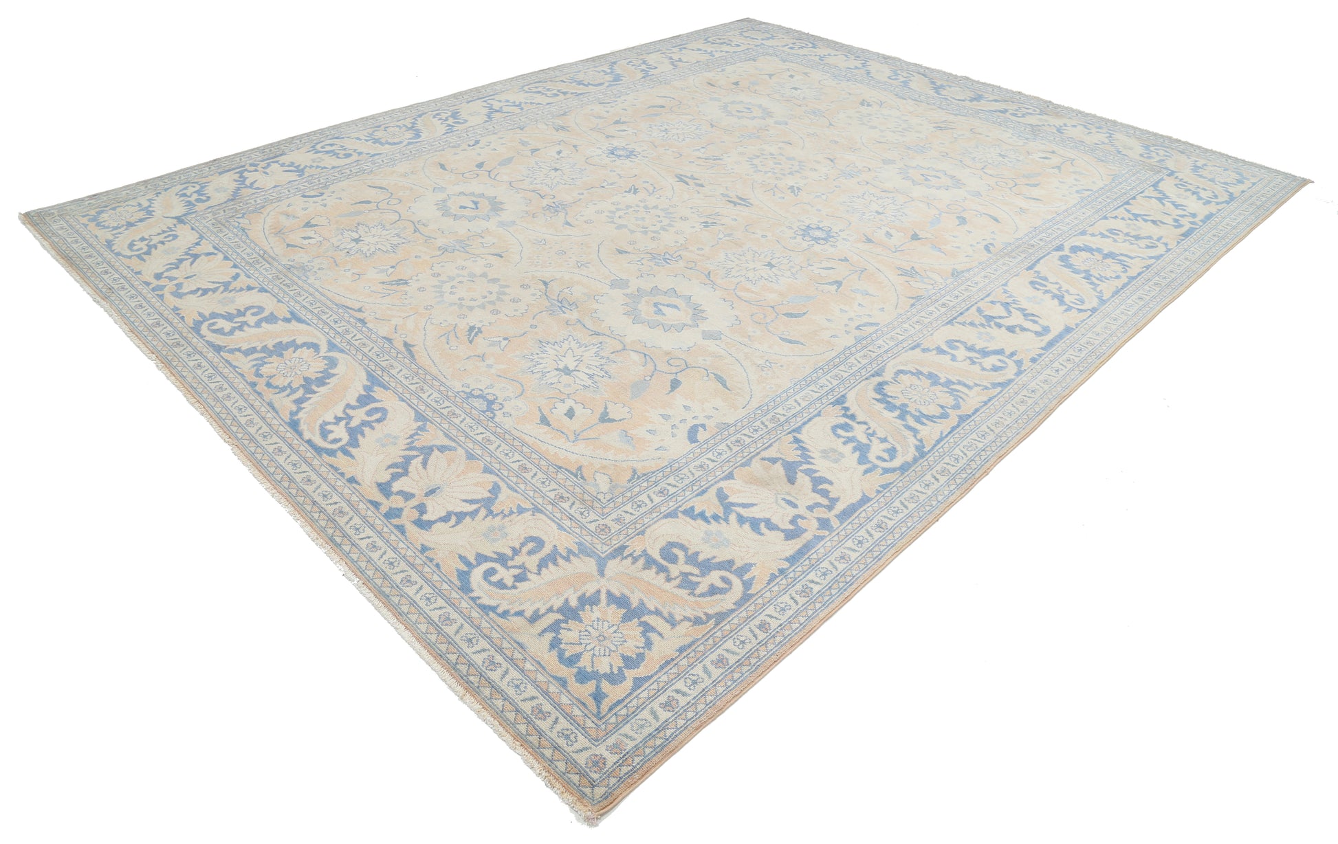 New Traditional Serenity Hand Knotted Wool Rug - 9'9'' x 12'6'' 9' 9" x 12' 6" (297 x 381) / Peach / Wool