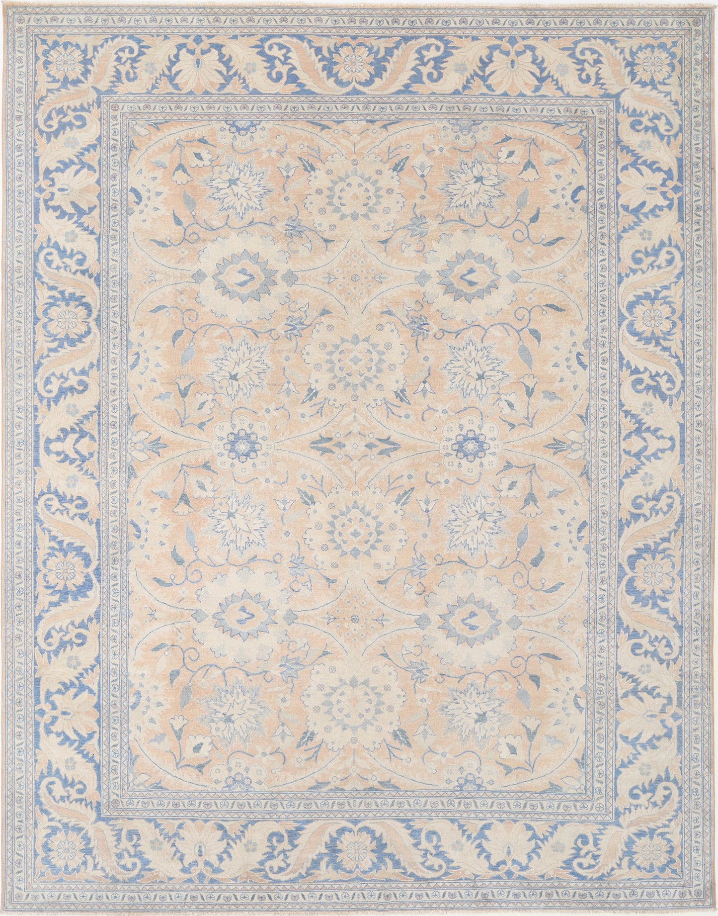 New Traditional Serenity Hand Knotted Wool Rug - 9'9'' x 12'6'' 9' 9" x 12' 6" (297 x 381) / Peach / Wool