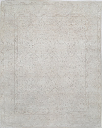 New Traditional Serenity Hand Knotted Wool Rug - 7'9'' x 9'9'' 7' 9" x 9' 9" (236 x 297) / Ivory / Wool