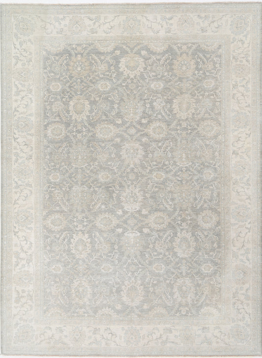 New Traditional Serenity Hand Knotted Wool Rug - 9'7'' x 12'10'' 9' 7" x 12' 10" (292 x 391) / Grey / Wool