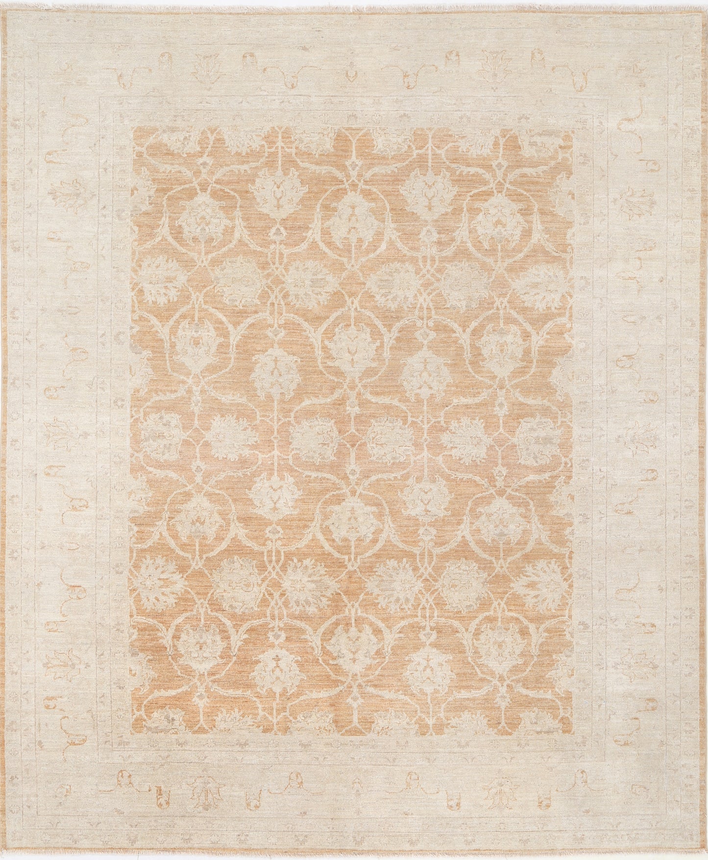 New Traditional Serenity Hand Knotted Wool Rug - 7'10'' x 9'5'' 7' 10" x 9' 5" (239 x 287) / Orange / Wool