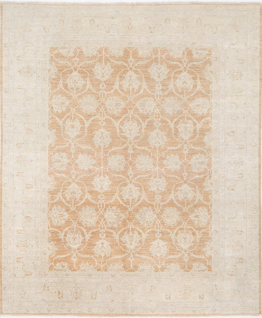 New Traditional Serenity Hand Knotted Wool Rug - 7'10'' x 9'5'' 7' 10" x 9' 5" (239 x 287) / Orange / Wool