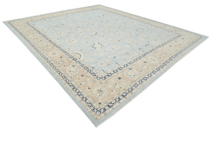 New Traditional Serenity Hand Knotted Wool Rug - 12'10'' x 14'8'' 12' 10" x 14' 8" (391 x 447) / Blue / Wool