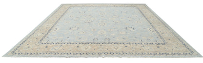 New Traditional Serenity Hand Knotted Wool Rug - 12'10'' x 14'8'' 12' 10" x 14' 8" (391 x 447) / Blue / Wool