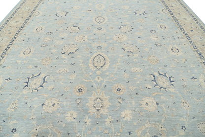 New Traditional Serenity Hand Knotted Wool Rug - 12'10'' x 14'8'' 12' 10" x 14' 8" (391 x 447) / Blue / Wool