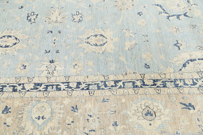 New Traditional Serenity Hand Knotted Wool Rug - 12'10'' x 14'8'' 12' 10" x 14' 8" (391 x 447) / Blue / Wool