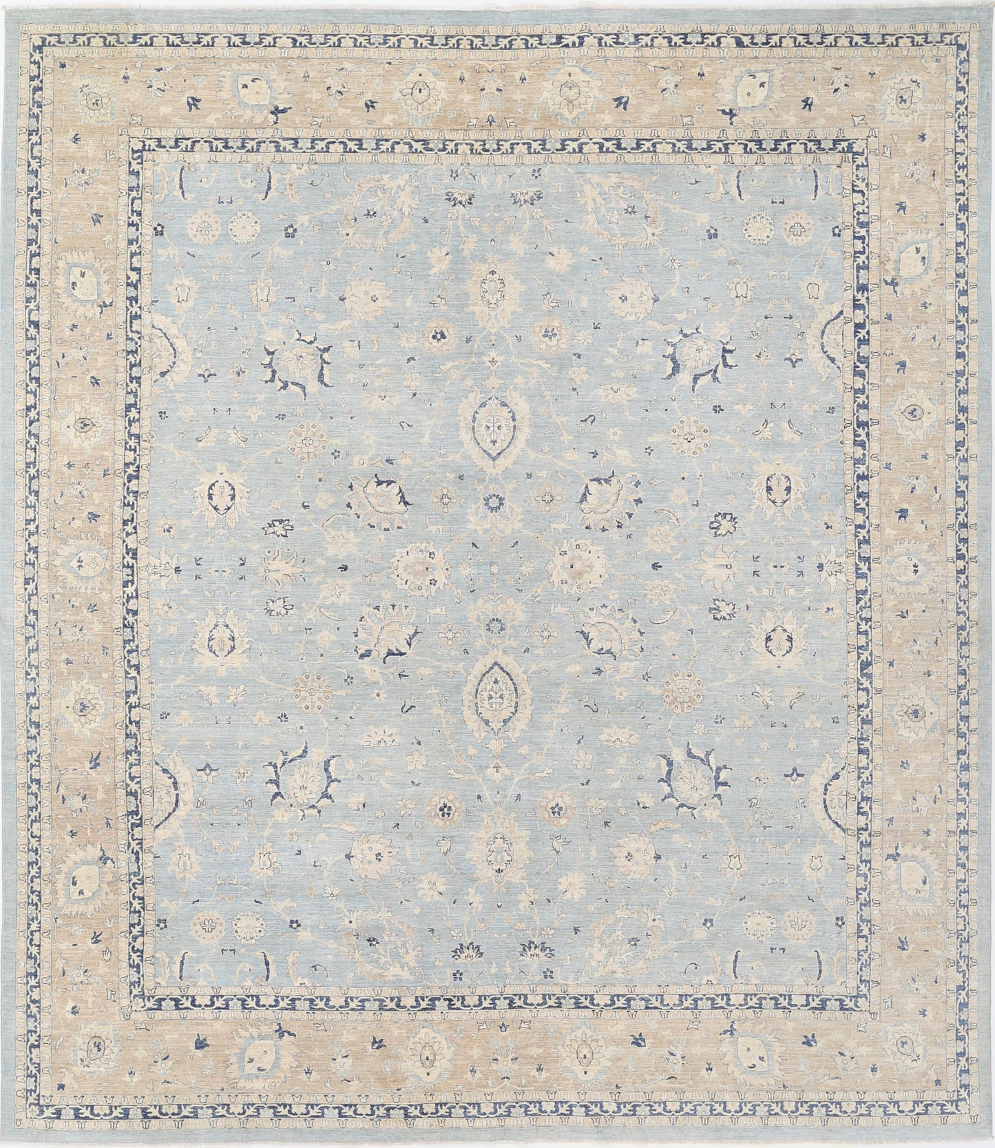 New Traditional Serenity Hand Knotted Wool Rug - 12'10'' x 14'8'' 12' 10" x 14' 8" (391 x 447) / Blue / Wool