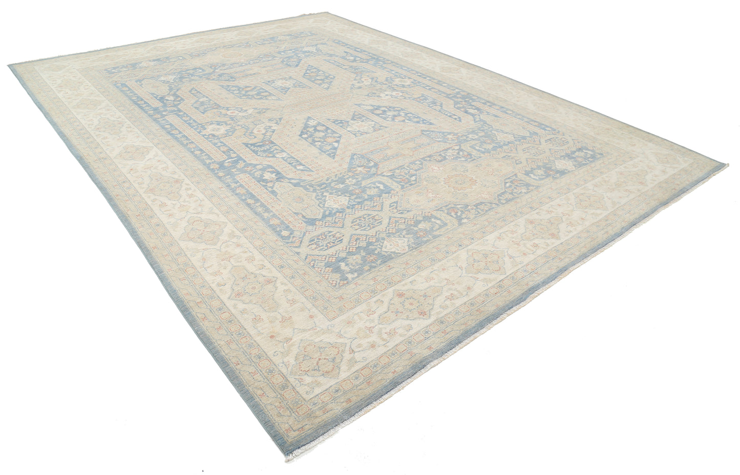 New Traditional Serenity Hand Knotted Wool Rug - 10'0'' x 13'4'' 10' 0" x 13' 4" (305 x 406) / Blue / Wool