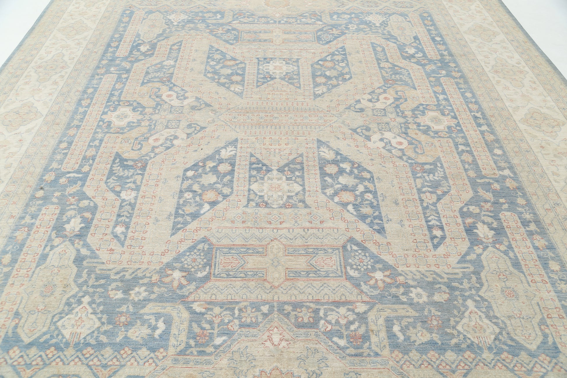 New Traditional Serenity Hand Knotted Wool Rug - 10'0'' x 13'4'' 10' 0" x 13' 4" (305 x 406) / Blue / Wool