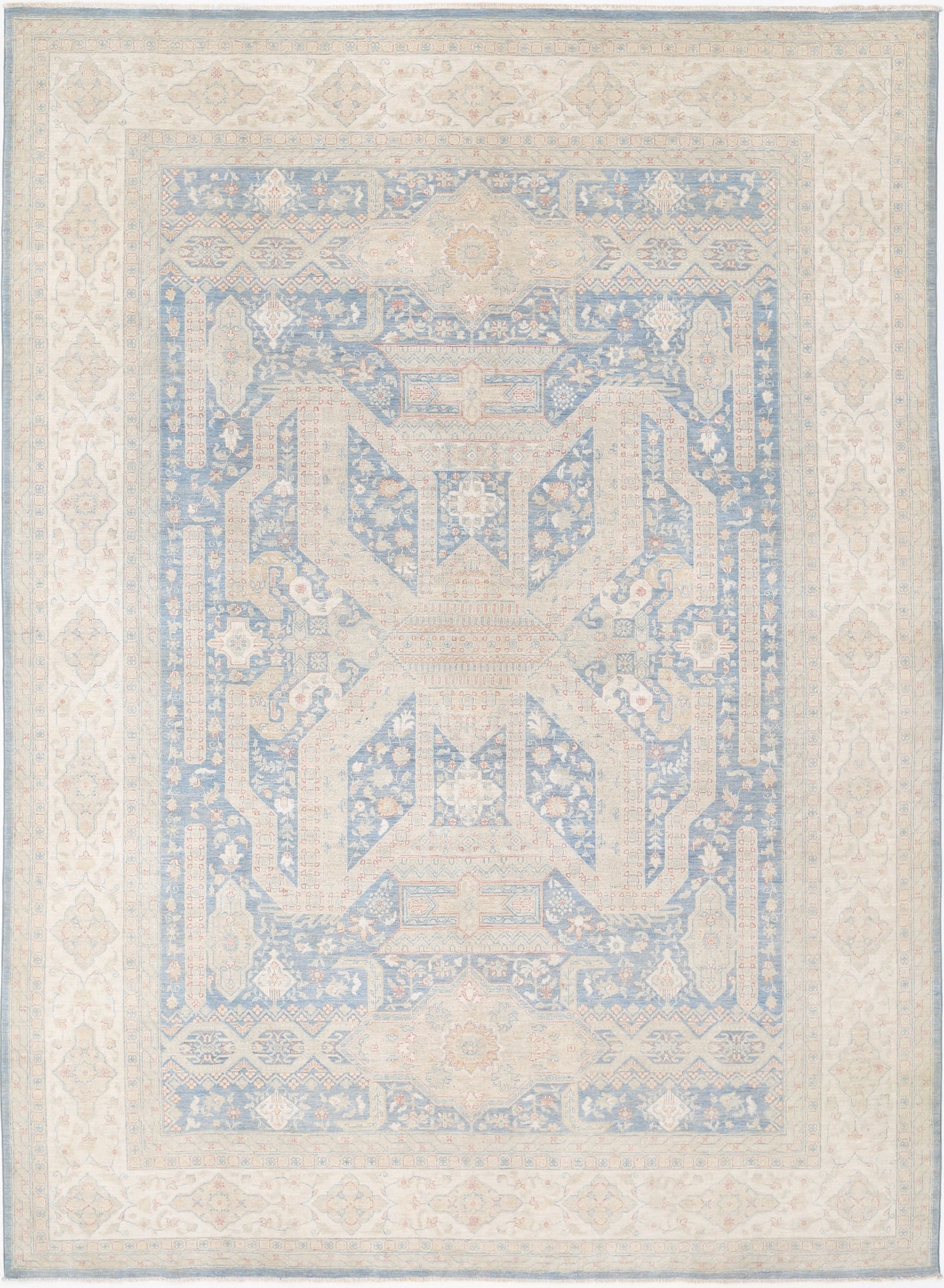 New Traditional Serenity Hand Knotted Wool Rug - 10'0'' x 13'4'' 10' 0" x 13' 4" (305 x 406) / Blue / Wool