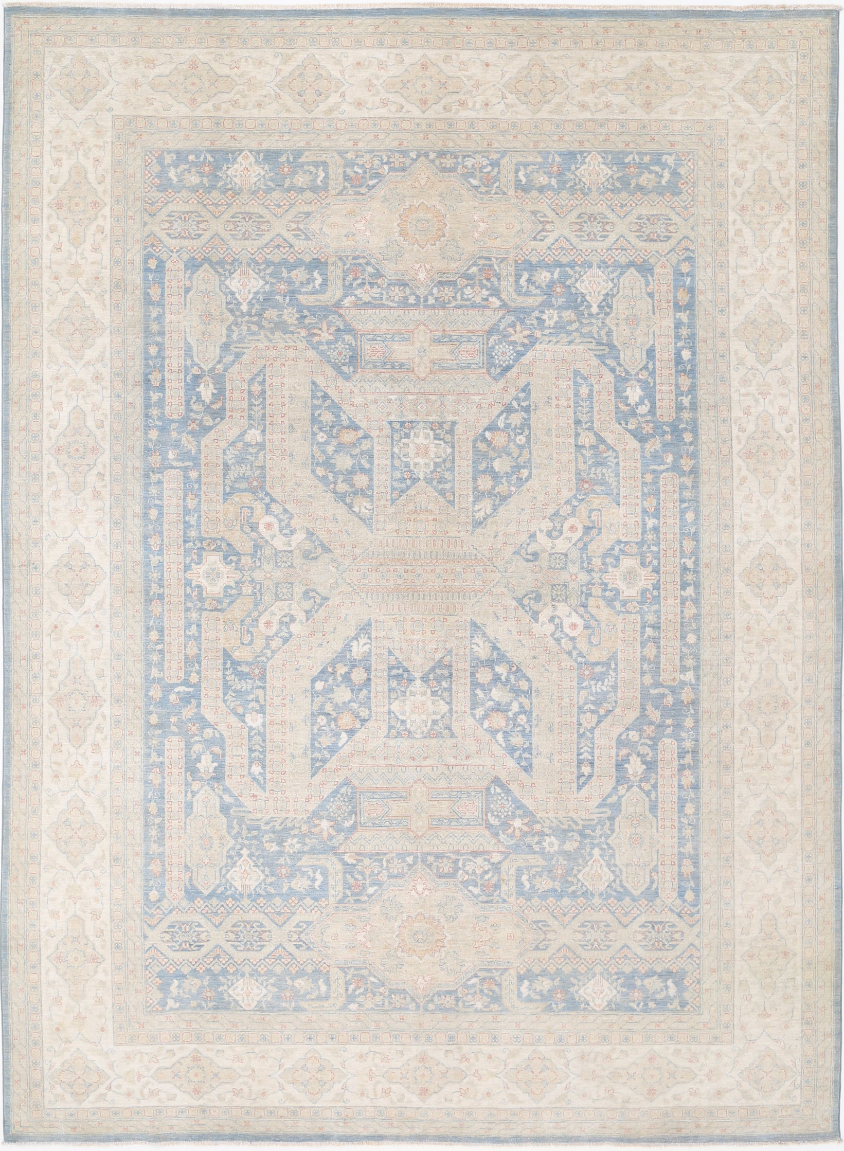 New Traditional Serenity Hand Knotted Wool Rug - 10'0'' x 13'4'' 10' 0" x 13' 4" (305 x 406) / Blue / Wool