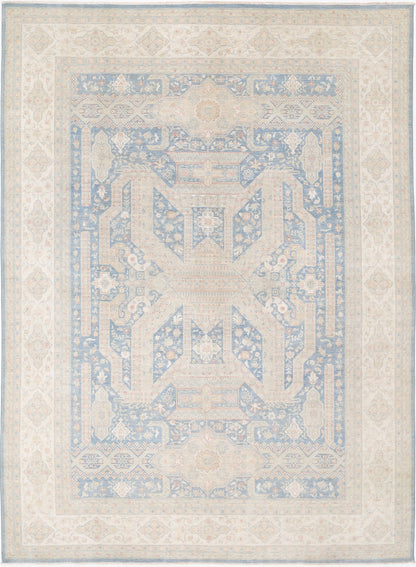 New Traditional Serenity Hand Knotted Wool Rug - 10'0'' x 13'4'' 10' 0" x 13' 4" (305 x 406) / Blue / Wool