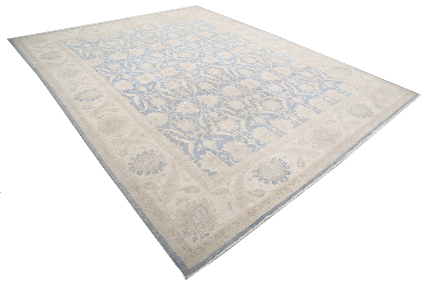 New Traditional Serenity Hand Knotted Wool Rug - 9'9'' x 12'5'' 9' 9" x 12' 5" (297 x 378) / Blue / Wool