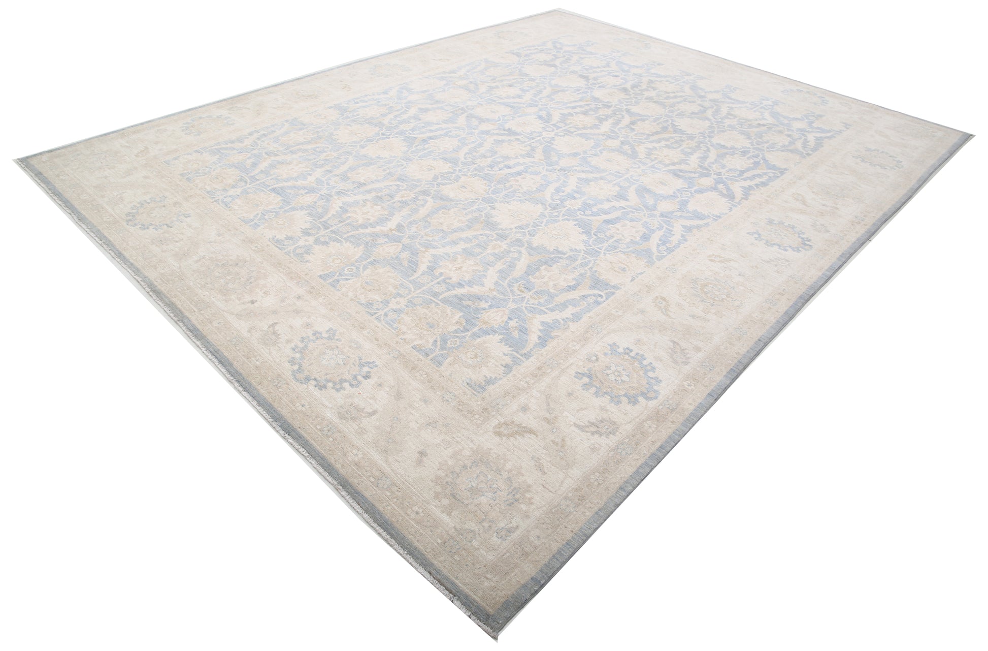 New Traditional Serenity Hand Knotted Wool Rug - 9'9'' x 12'5'' 9' 9" x 12' 5" (297 x 378) / Blue / Wool