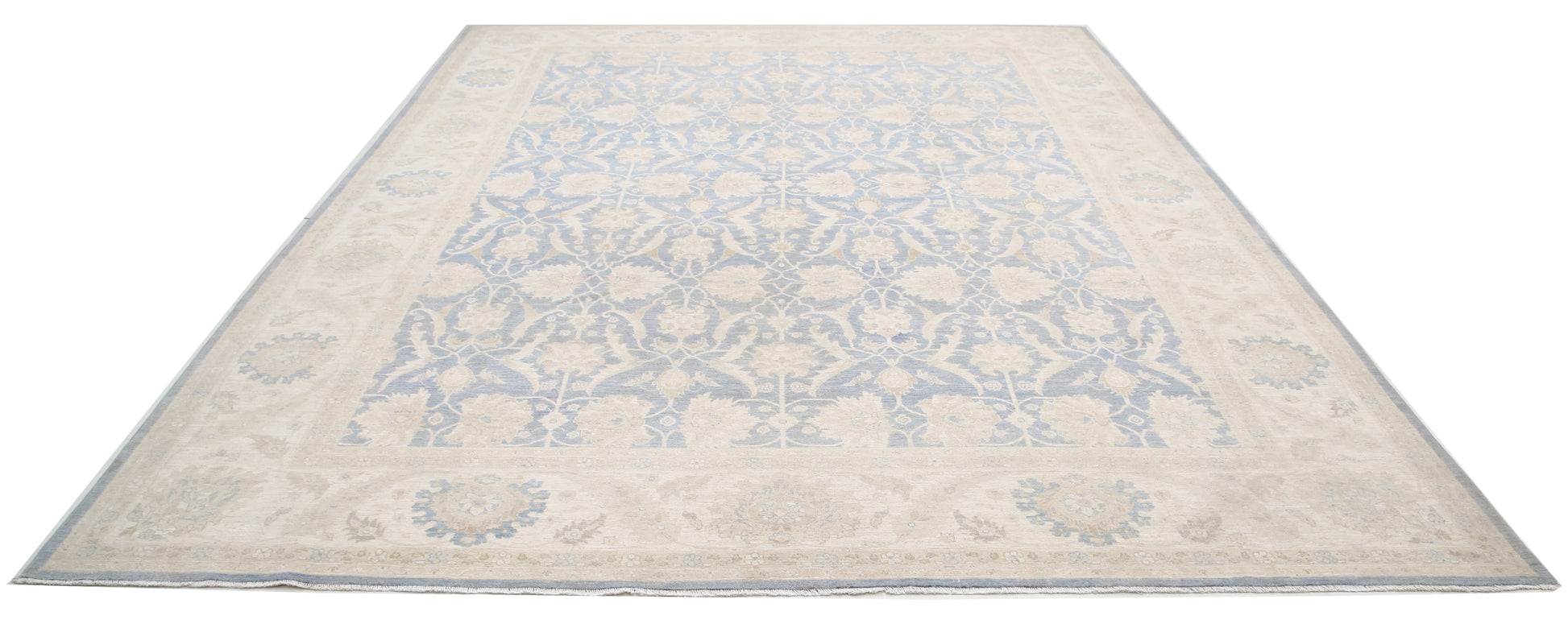 New Traditional Serenity Hand Knotted Wool Rug - 9'9'' x 12'5'' 9' 9" x 12' 5" (297 x 378) / Blue / Wool