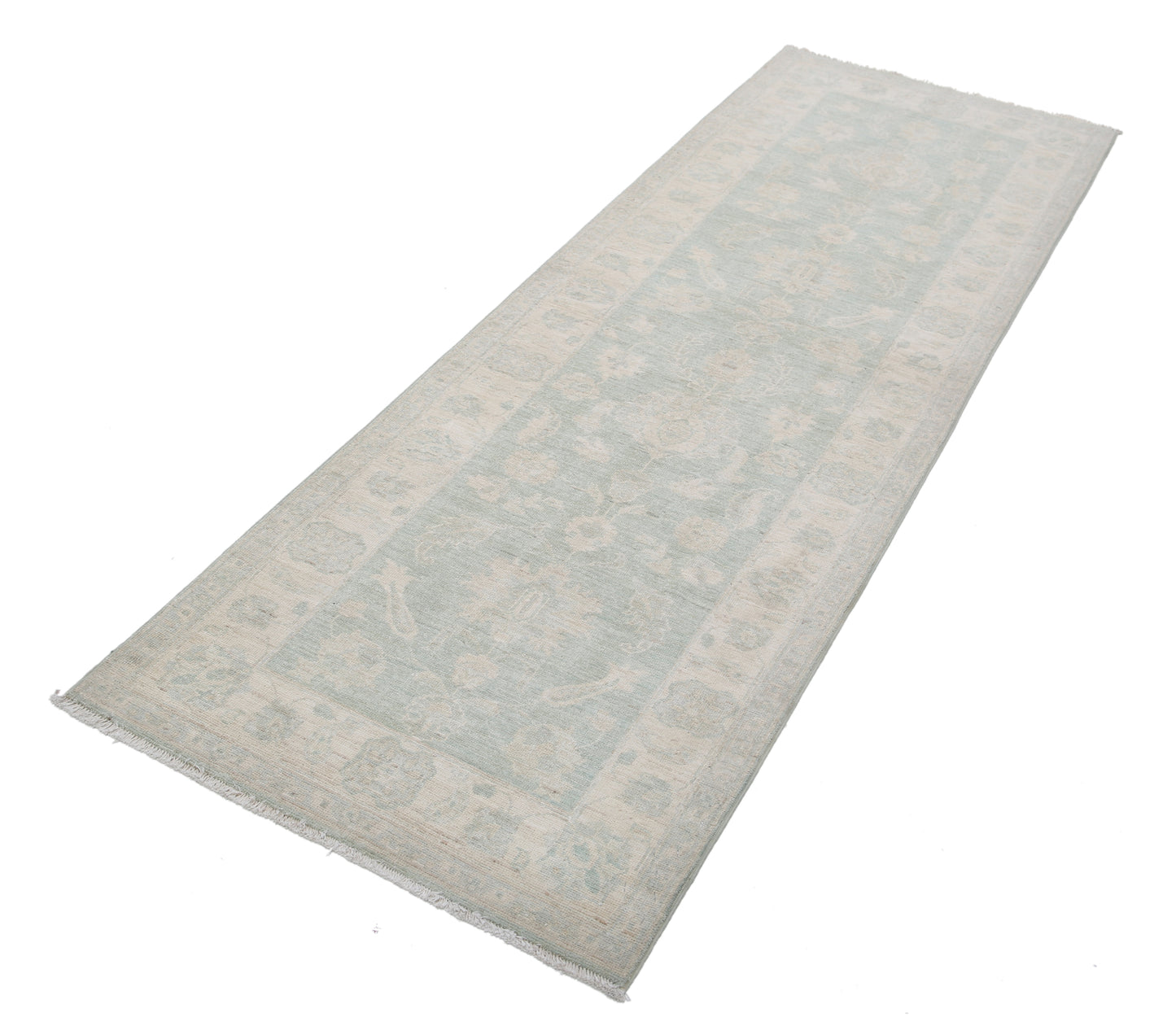 New Traditional Serenity Hand Knotted Wool Rug - 2'7'' x 7'7'' 2' 7" x 7' 7" (79 x 231) / Green / Wool