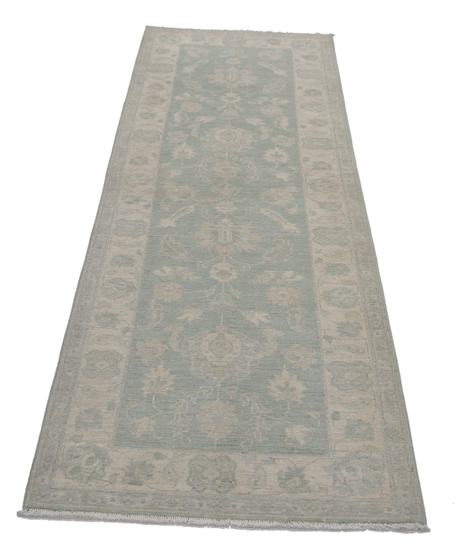 New Traditional Serenity Hand Knotted Wool Rug - 2'7'' x 7'7'' 2' 7" x 7' 7" (79 x 231) / Green / Wool