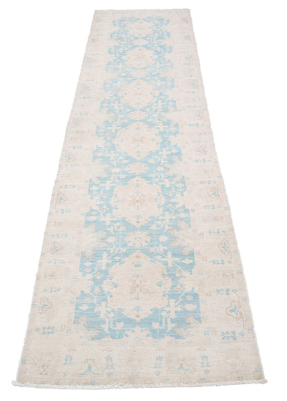 New Traditional Serenity Hand Knotted Wool Rug - 2'5'' x 9'10'' 2' 5" x 9' 10" (74 x 300) / Green / Wool